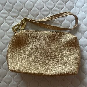 Gold Faux Leather Wristlet